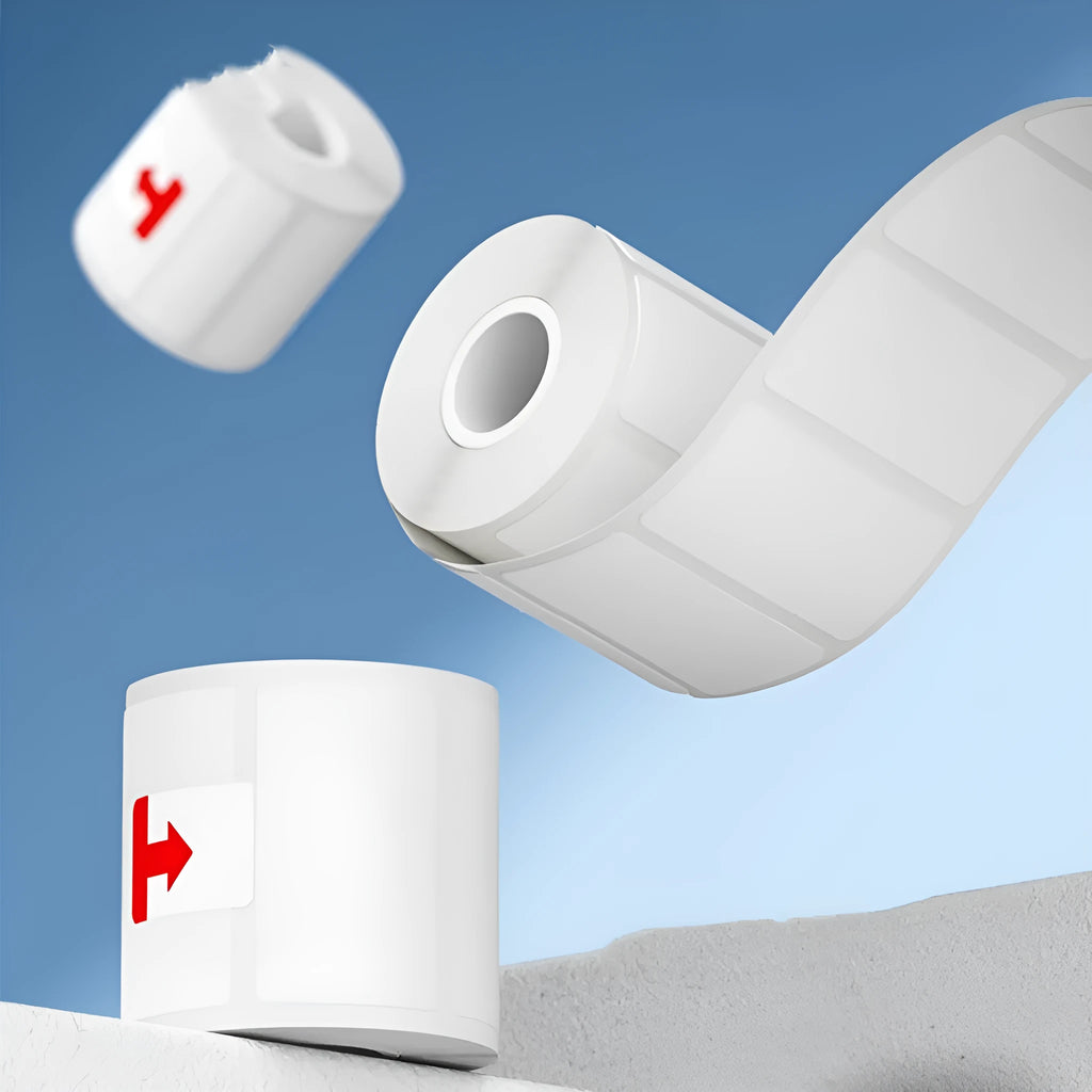 Roll of 160 bright white 40x40mm thermal paper adhesive label stickers for retail pricing