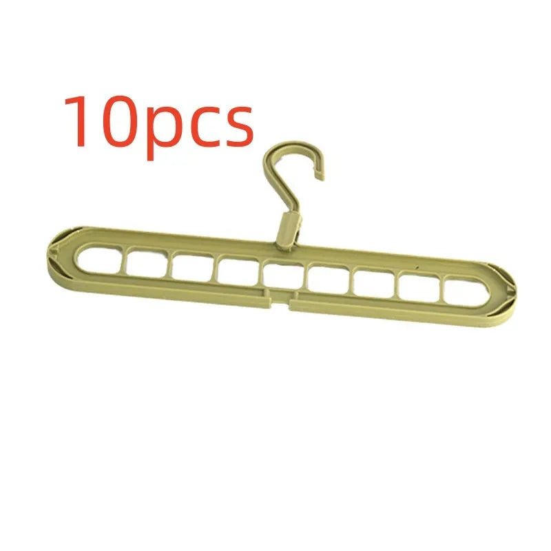 Plastic nine-hole hanger in beige blue gray green or pink for folding pant storage