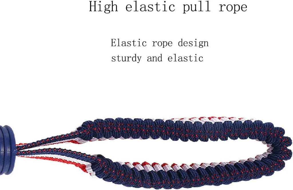 Natural rubber dog ball with rope toy in blue or red featuring textured surface for teeth cleaning