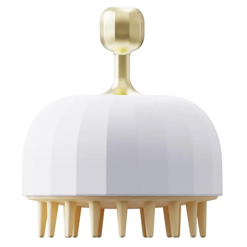 Green double-sided pet bath massage brush with silicone bristles and drain holes.