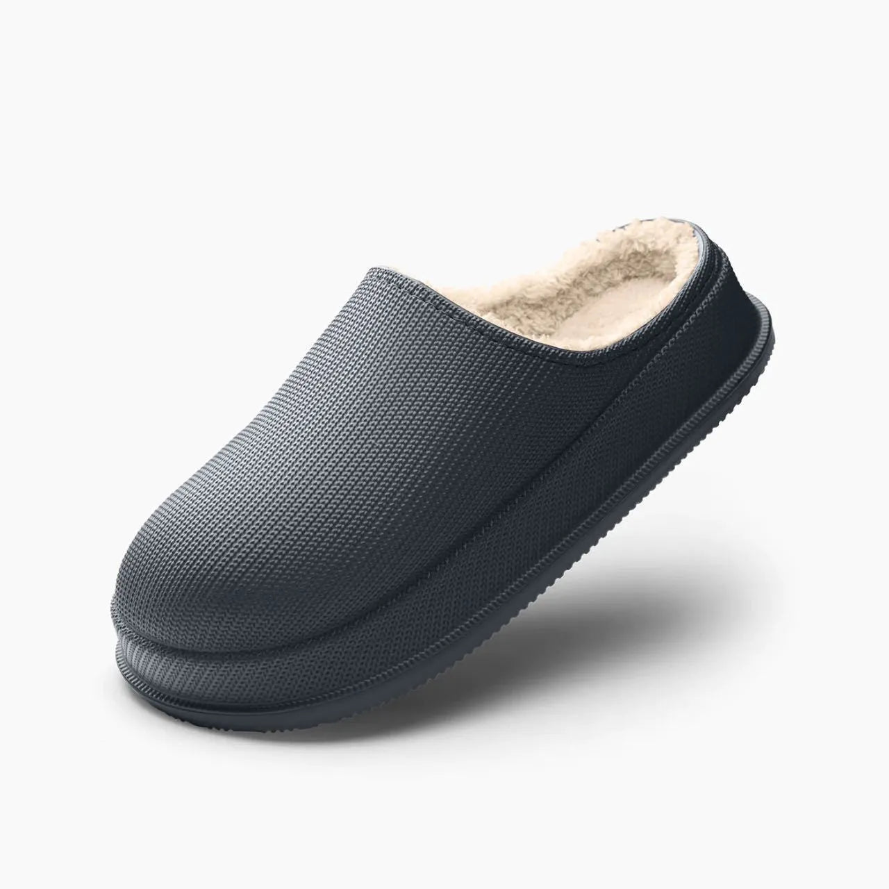 Unisex waterproof non-slip cotton slippers with EVA sole in multiple colours on a floor