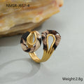 Leopard print stainless steel open mouth ring in heart, star, or geometric shape.