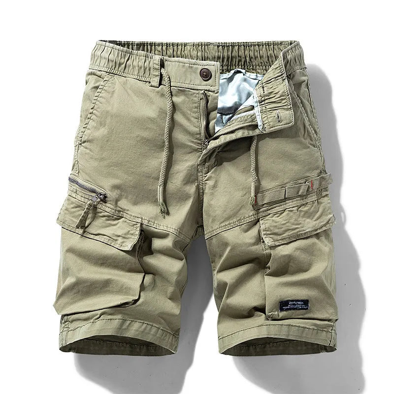 Men's summer shorts with multiple zipper pockets in cotton fabric available in four colours
