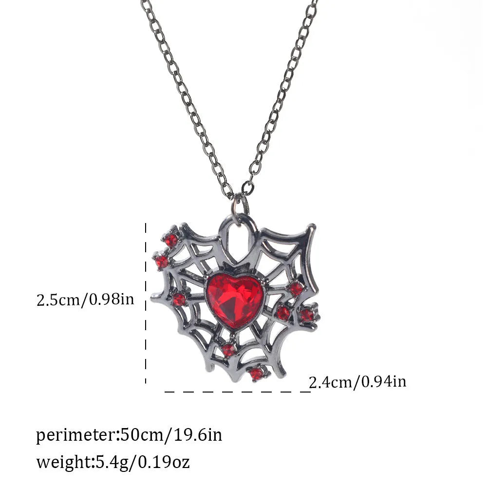 Halloween necklace with electroplated zinc alloy pendant showing spider, bat, and gothic designs on regular chain