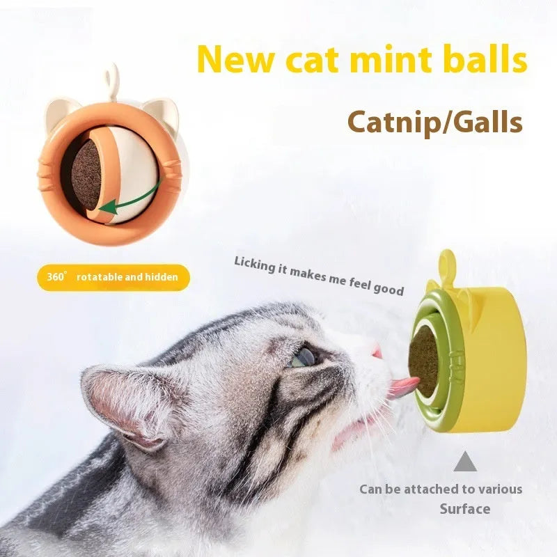 Cat toy molar mint pet snack self-hi toy ABS gnawing toy 6.9x5.5x3.1cm yellow green