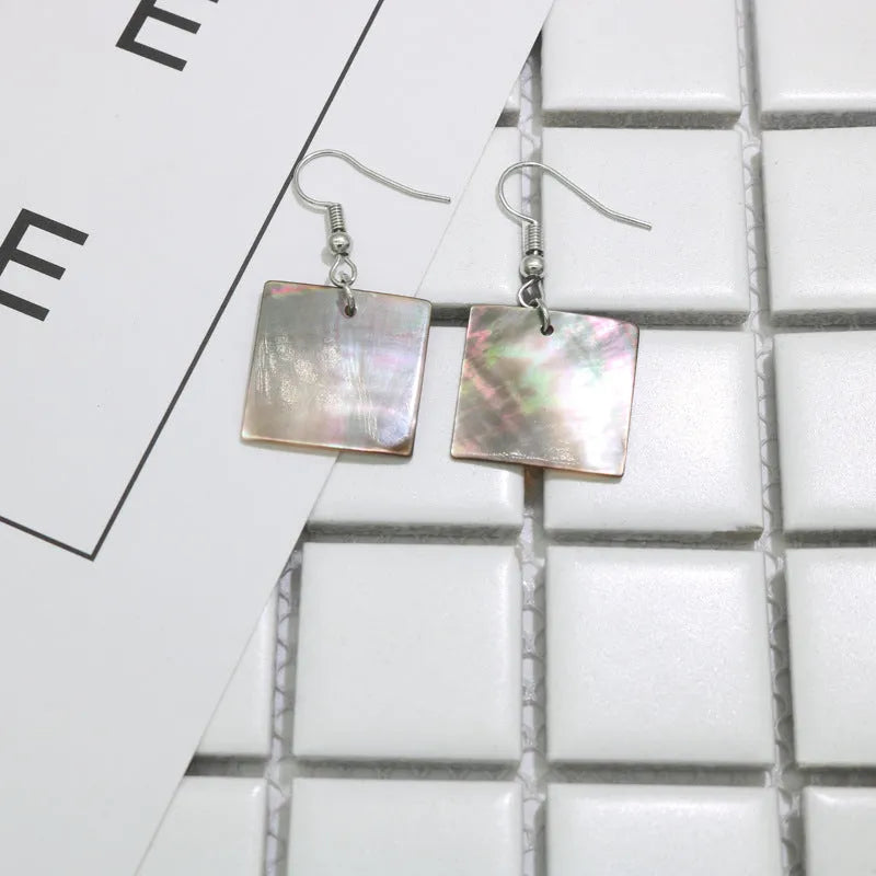 Geometric shell earrings for women in square panther or rectangular shell designs