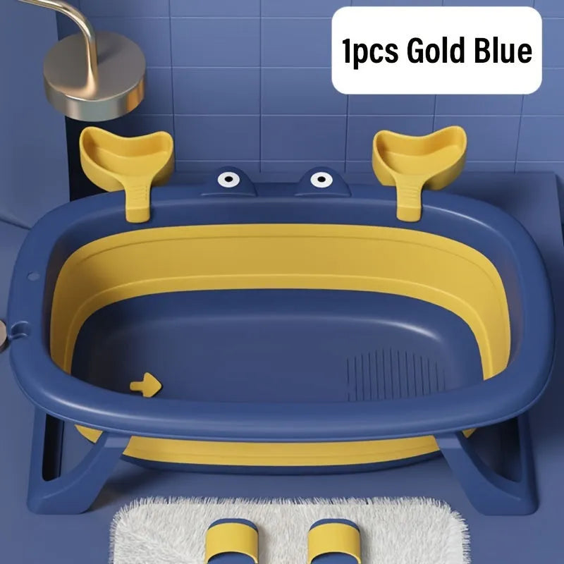 Blue foldable portable pet bath tub for small dogs and cats under 20 pounds