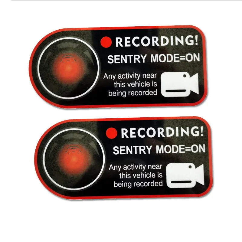 Tesla Sentry Mode warning sticker electrostatic decal measuring 11x5cm
