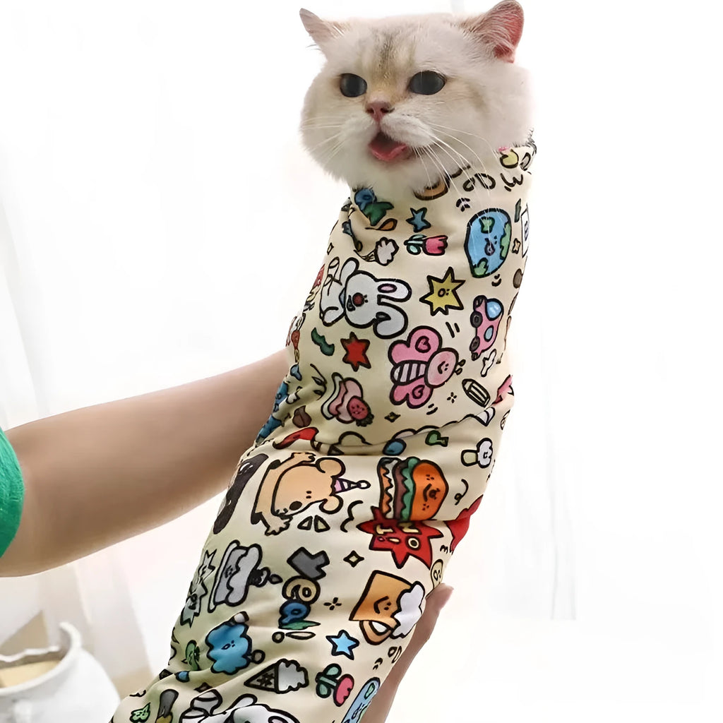Cartoon printed cat cloth cosmetic bag in nylon fabric with animal designs