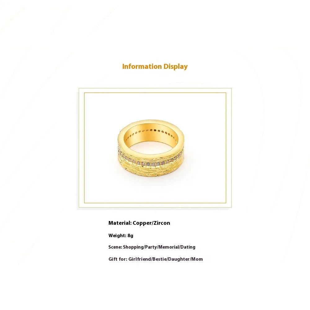 Gold geometric zircon ring for women in UK sizes 6, 7, and 8