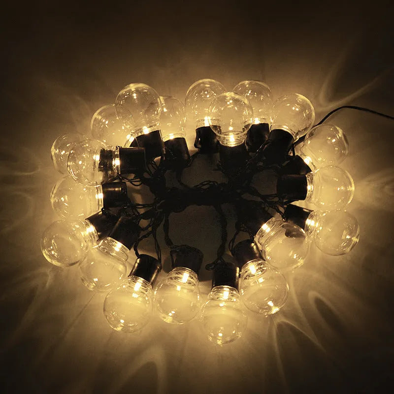10-metre black line solar decorative light set with 40 LED lamps for outdoor festival and tent use.