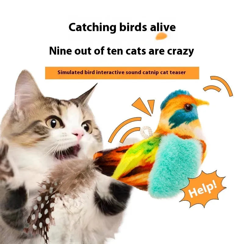 New Called Bird Simulation Cat Toy plush bird in four colour options for playful cats