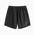 Men's black four-point stretch running shorts with laser punch stitching detail