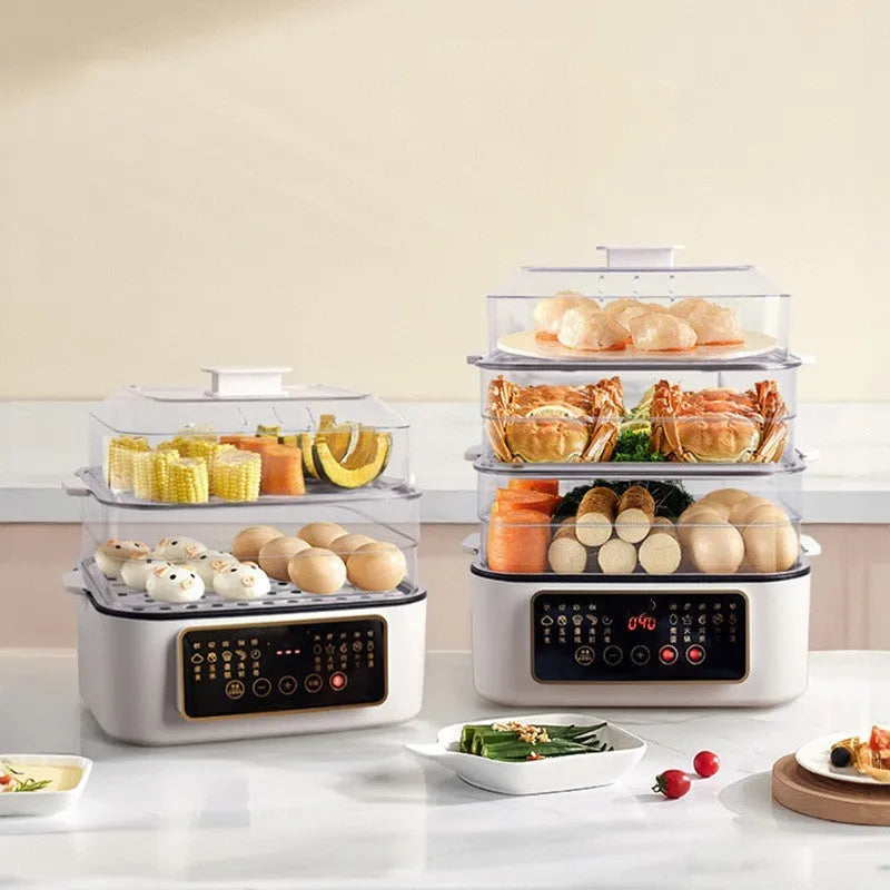 28 litre electric kitchen steamer with stainless steel rack and automatic measuring function
