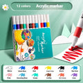 Acrylic marker pens set for students with multicolour nibs in plastic barrels