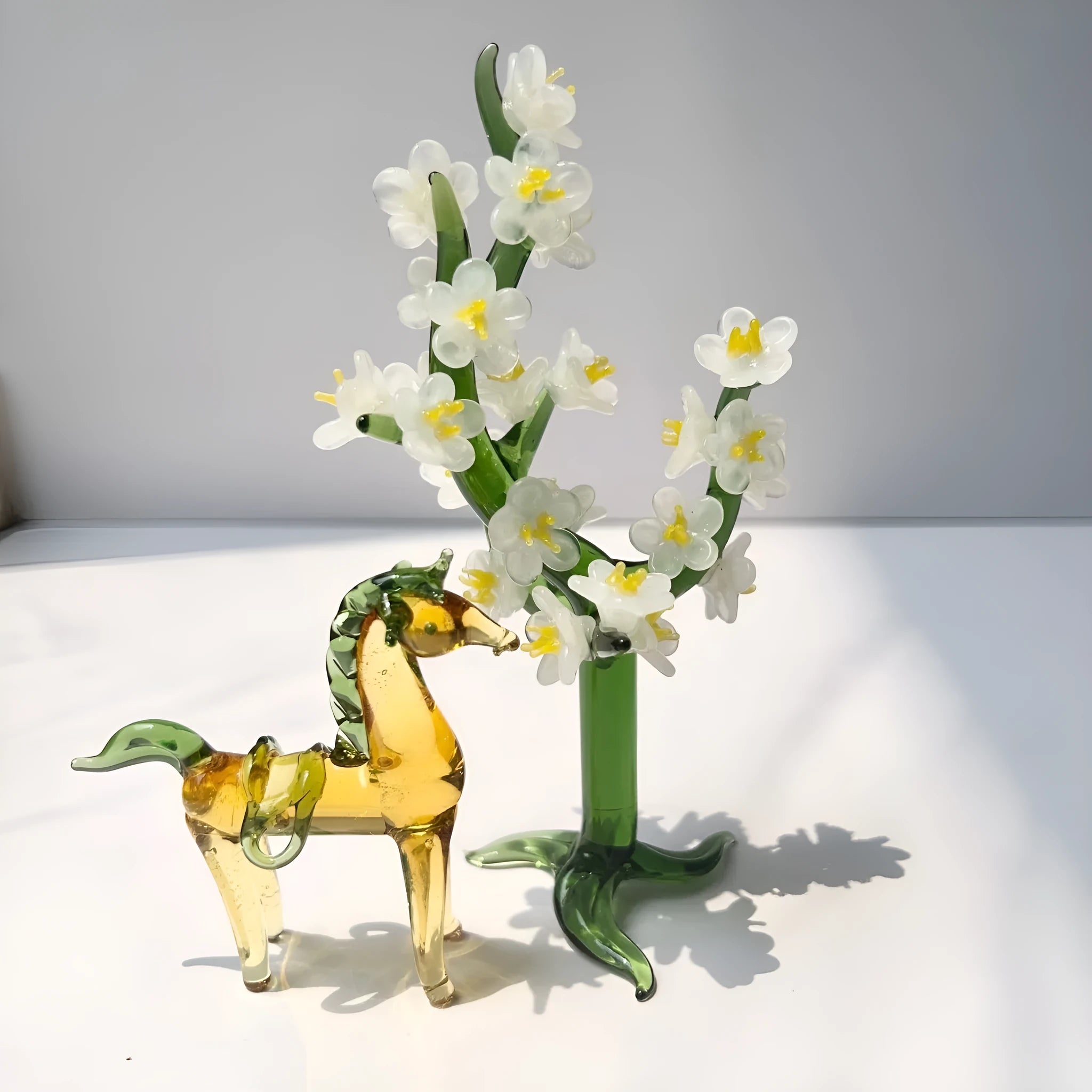 Glazed ceramic horse figurine decorative ornament in modern simplicity style