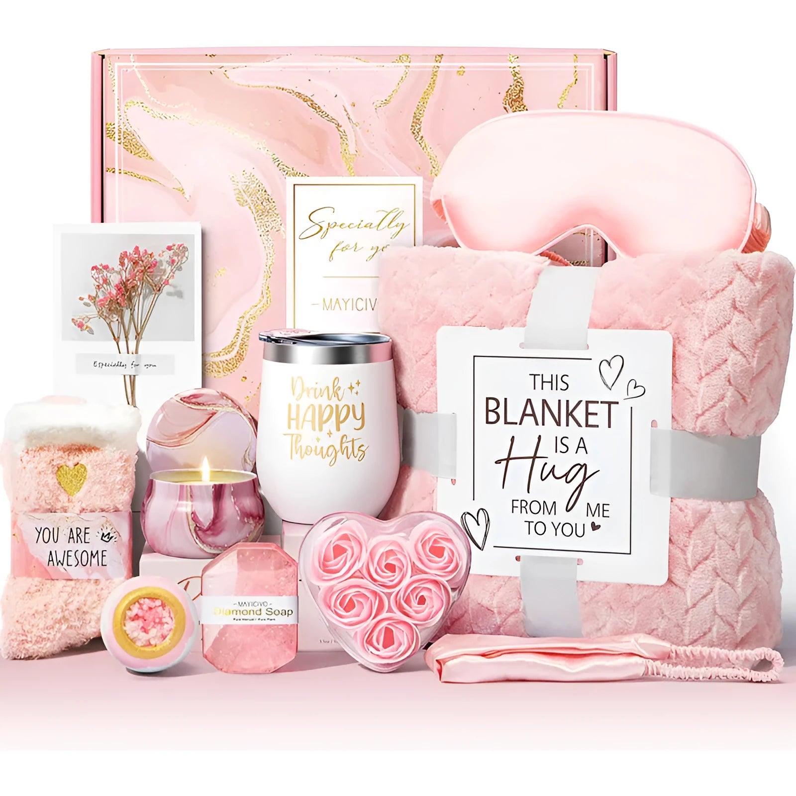 Aromatherapy candle soap bath gift set in modern plastic container measuring 27x23x13cm