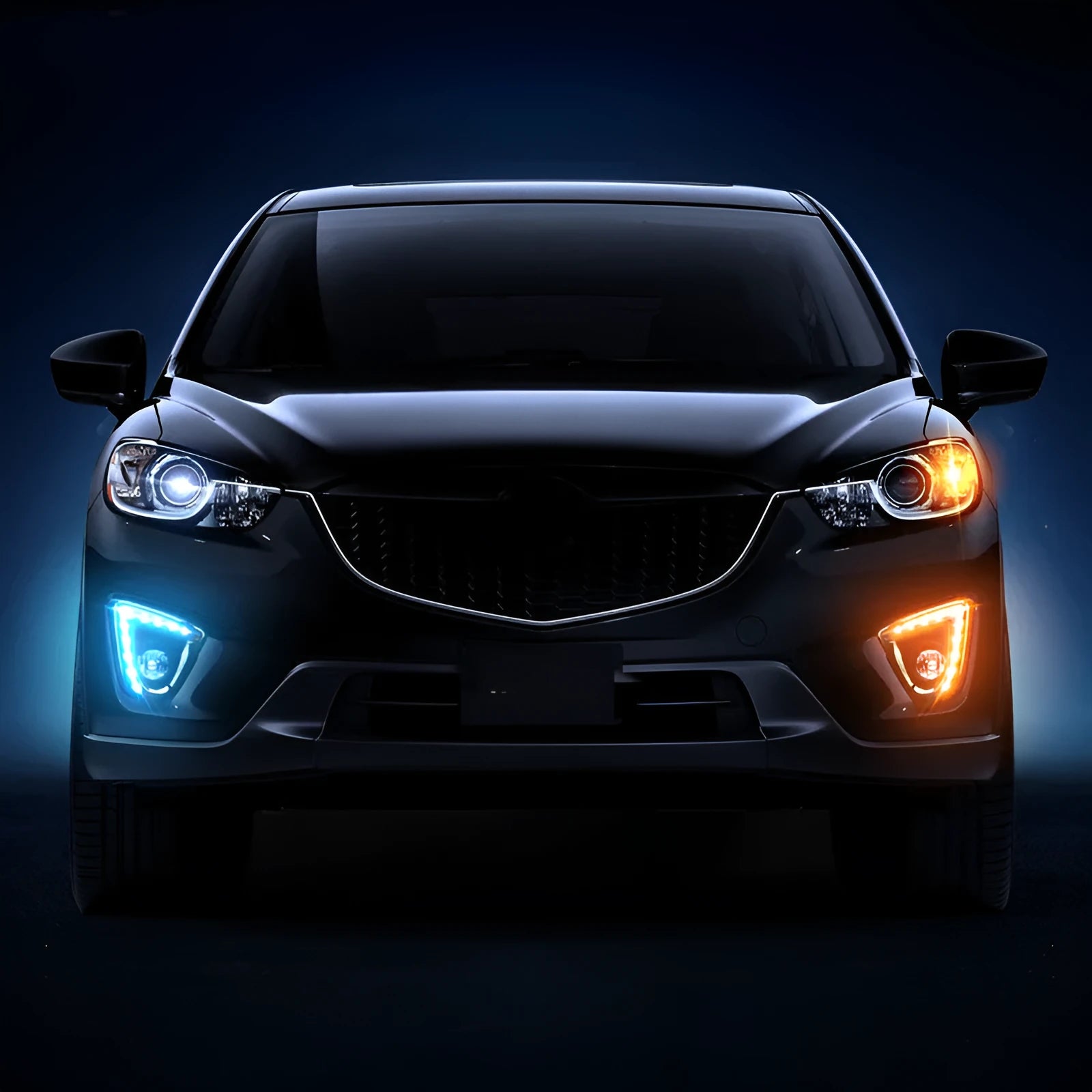Mazda CX-5 LED daytime running lights with electroplated white finish and turning yellow light options