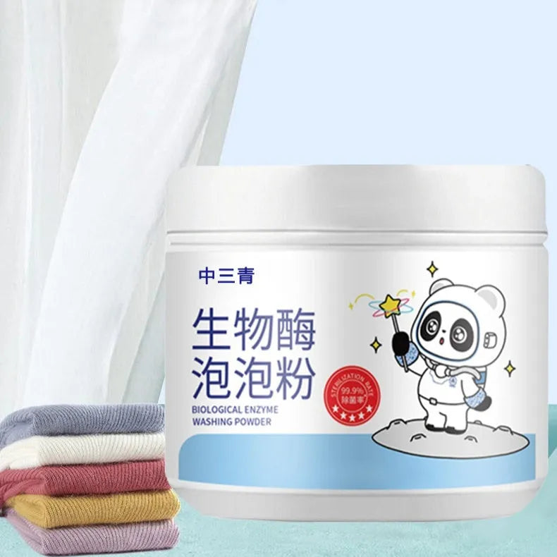 Biological enzyme bubble powder laundry detergent bottle for stain removal