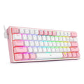 White pink RGB mechanical keyboard with multimedia keys and dual keycap design