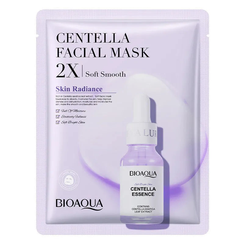 Single-use gel facial sheet mask in packaging, 30g collagen or hyaluronic acid formula.