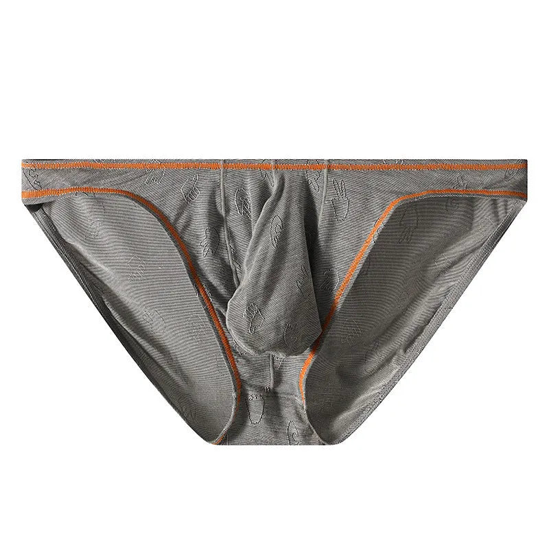 Men's modal ice silk underwear with butt-lift design shown in multiple colours.