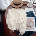 Pink nylon cashmere slim fit cardigan coat with beaded details and a round neck.