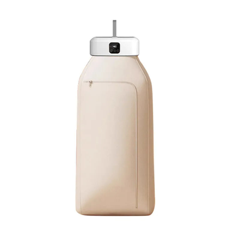 White cylindrical compact laundry dryer with remote control for small space drying