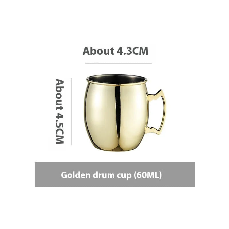 Stainless steel Moscow Mule cup with copper plating in hammer point style showing metallic finish.