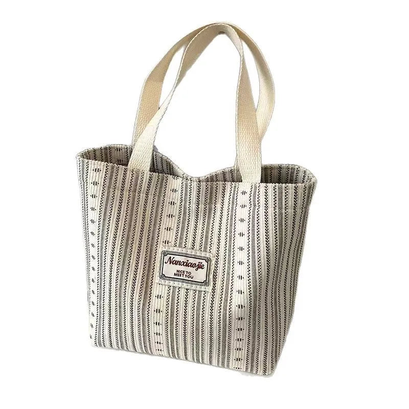 Japanese style corduroy handbag in ivory white, grey or dark brown colours