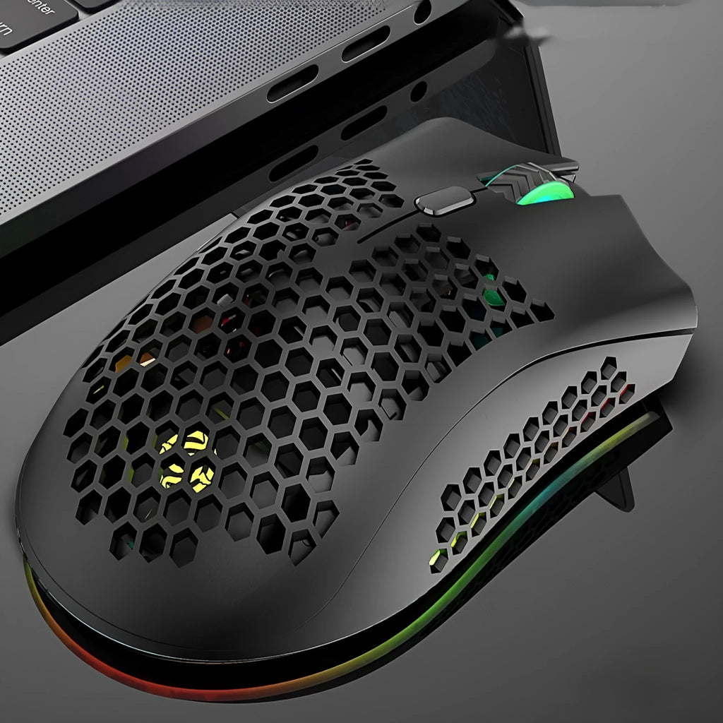 Wireless hollow out gaming mouse with luminous charging in BM600 cyan colour