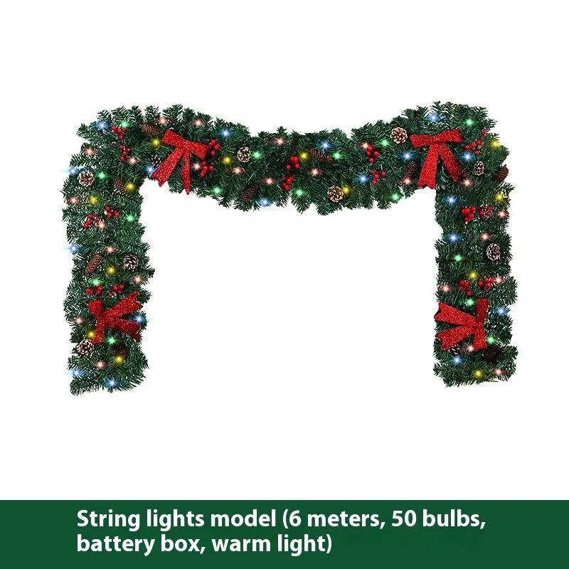 Christmas decorative rattan cane with pine cones and a red bow, available with or without integrated LED lights