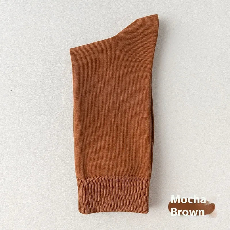 Men's pure cotton mid-calf business socks in solid colours with sweat absorption and deodorant function
