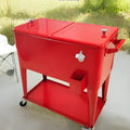 Red outdoor metal insulated trolley with 750ml capacity for beverage temperature control during picnics