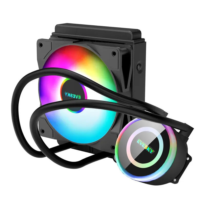 CPU radiator cooling fan with RGB lighting effects and aluminium construction in multiple size options