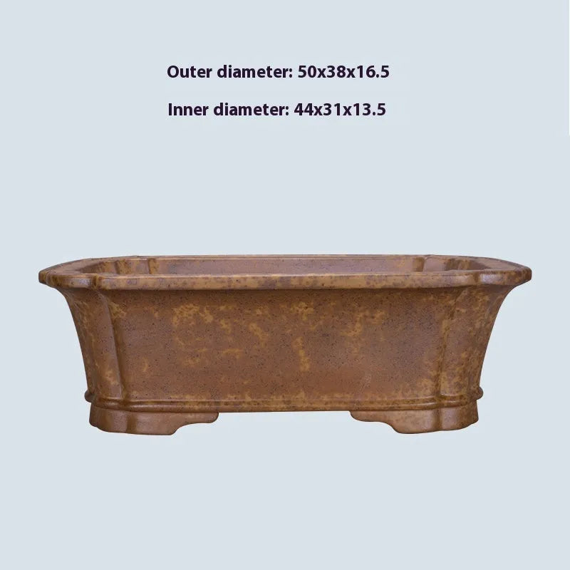 Purple sand rectangular flowerpot showing segment mud design in two size options