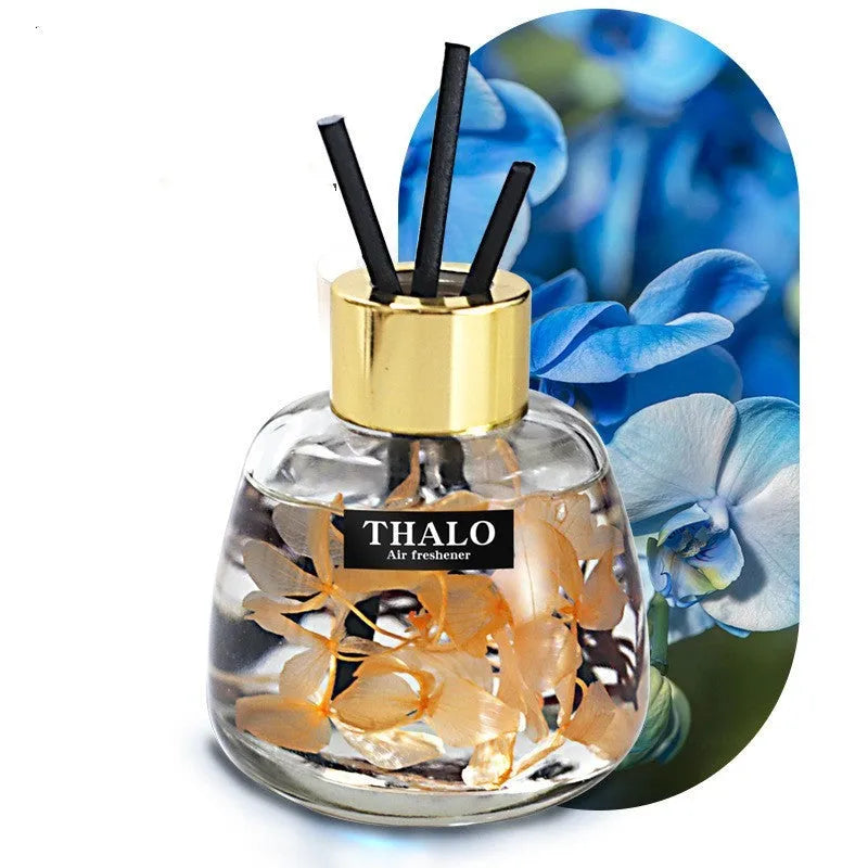 Glass bottle car air freshener ornament with loose incense diffuser in six scent varieties
