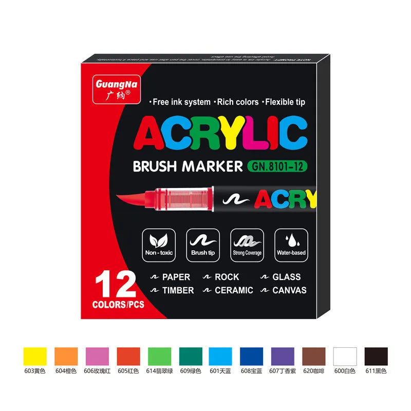 Set of straight liquid acrylic marker pens in multiple colours for art and graffiti.