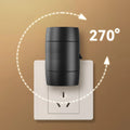 White plug-in rotatable night lamp with induction sensor and adjustable brightness control dial.