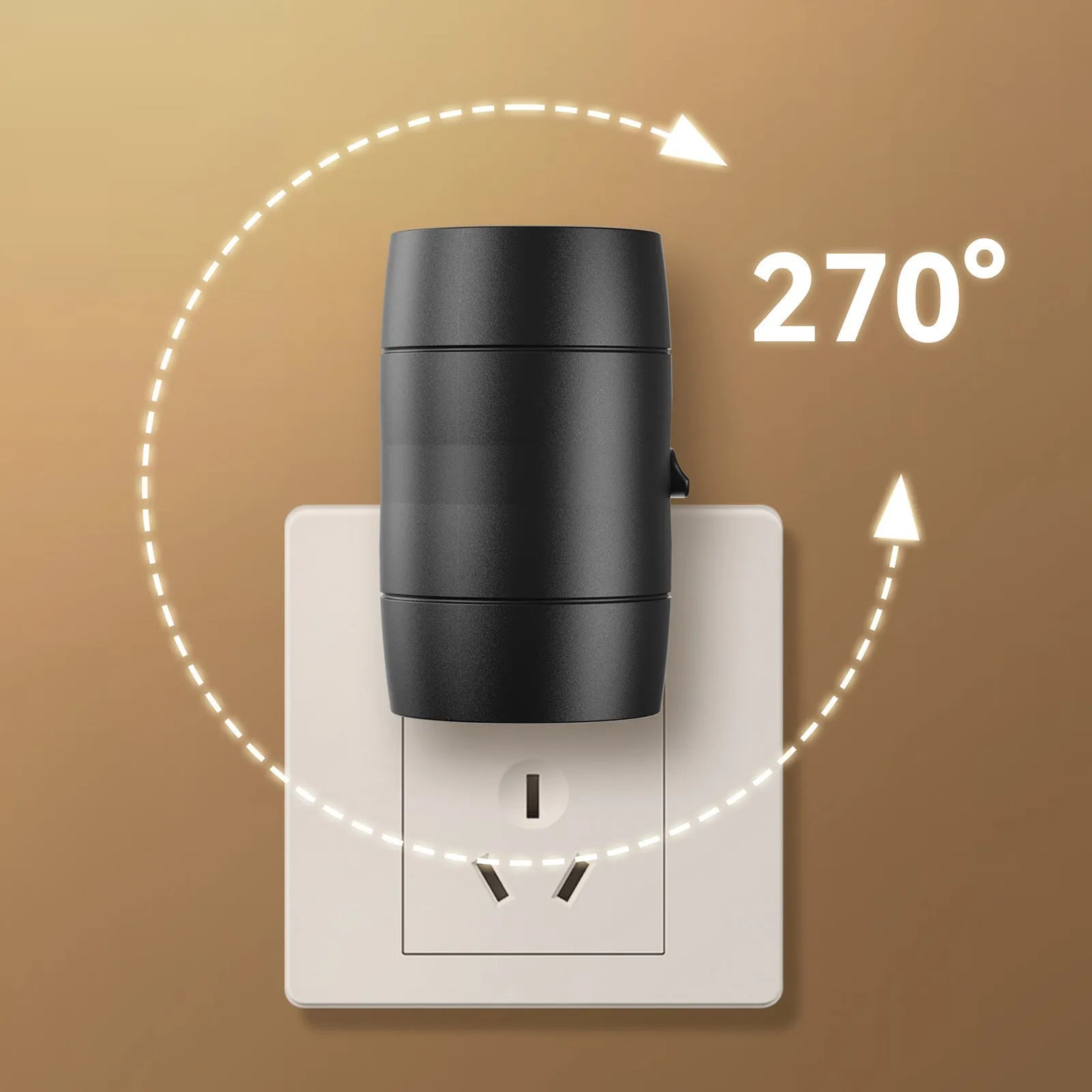 White plug-in rotatable night lamp with induction sensor and adjustable brightness control dial.