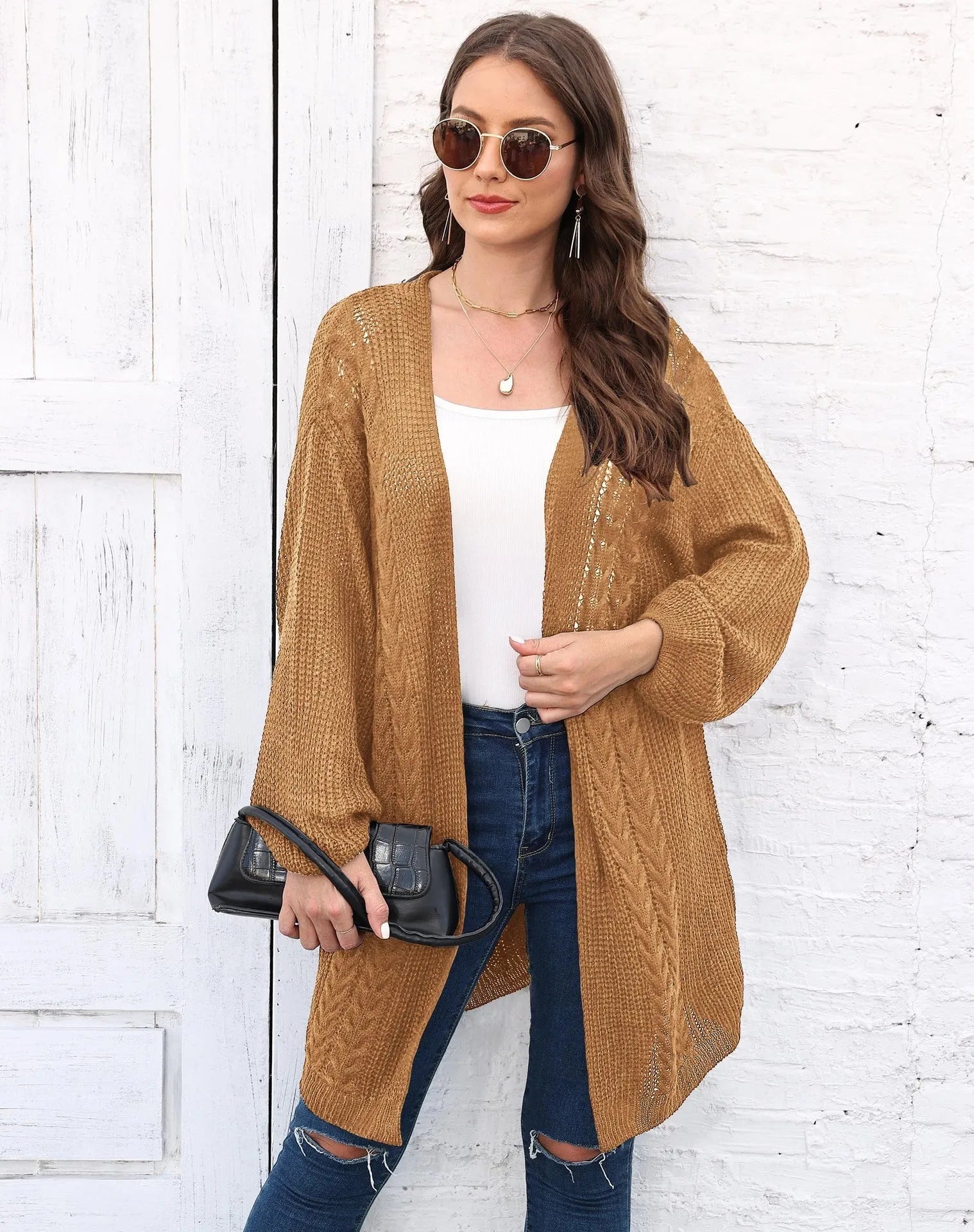 Women's loose acrylic sweater coat in free size with European American styling