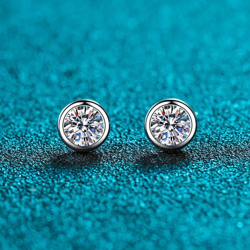 Gold geometric women's earrings with a choice of moissanite or zircon stones on a 925 silver base.