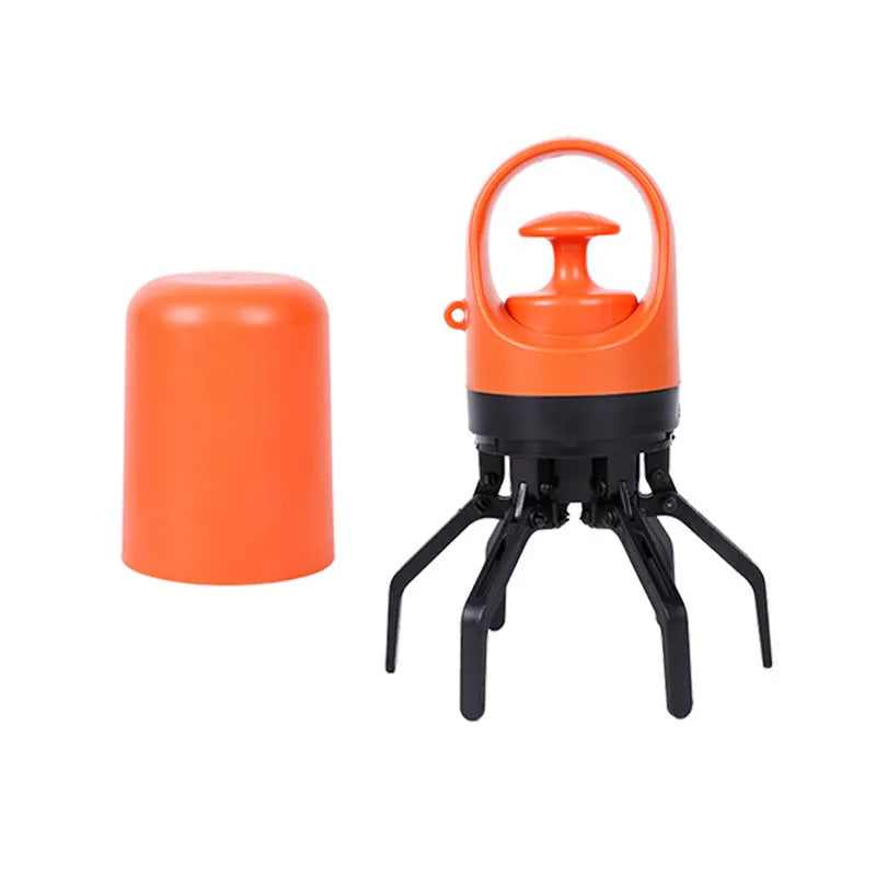 Blue and orange ABS plastic pet pooper scooper with claw design and integrated bag dispenser