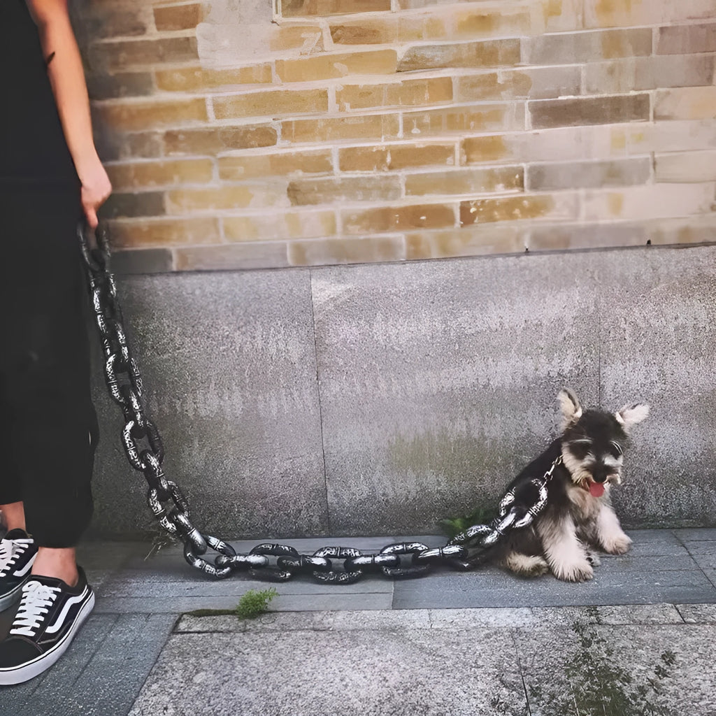 Simulated rough dog leash prop in bronze colour on a plain background