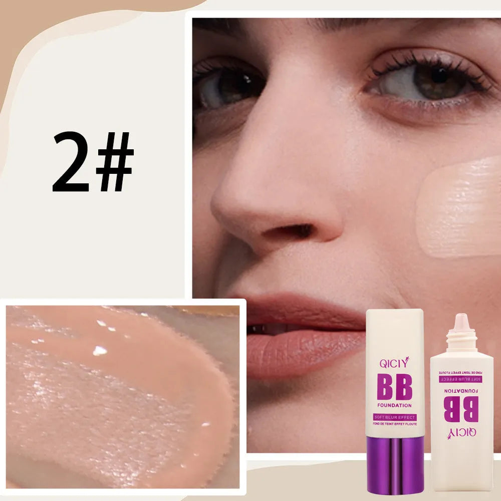 Feeding bottle containing liquid BB cream foundation in ten different shade numbers.