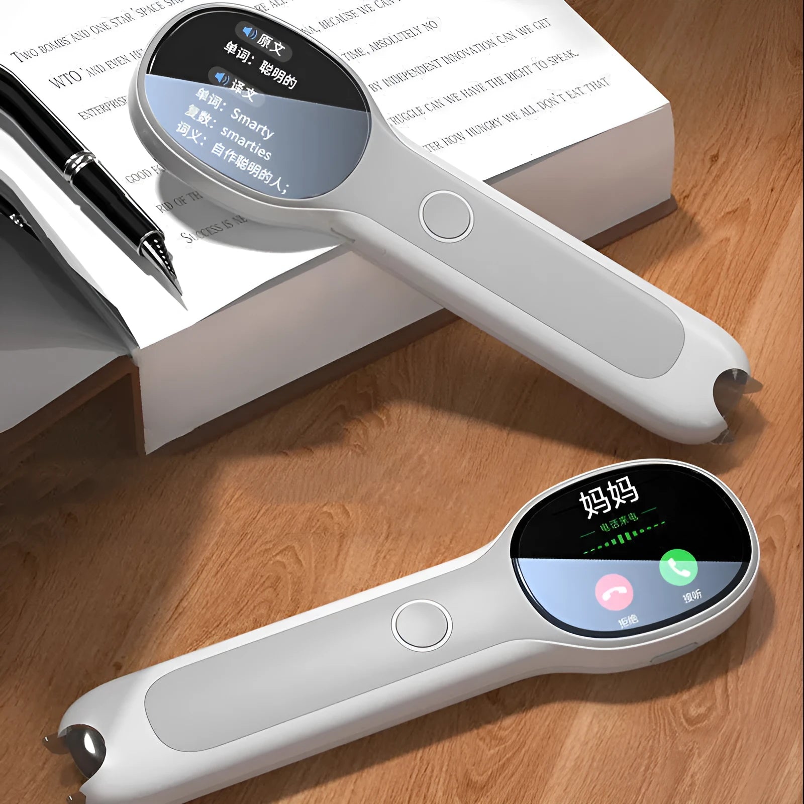 White universal reading pen with translation functions for bilingual book scanning