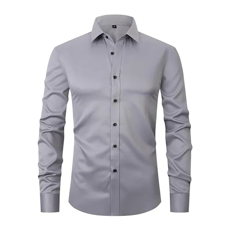 Men's stretch long sleeve work shirt in polyester available in multiple colours with Asian fit sizing