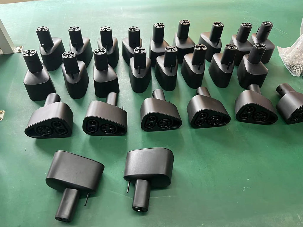 Black Tesla 80A charging plug conversion head adapter for EV charging stations
