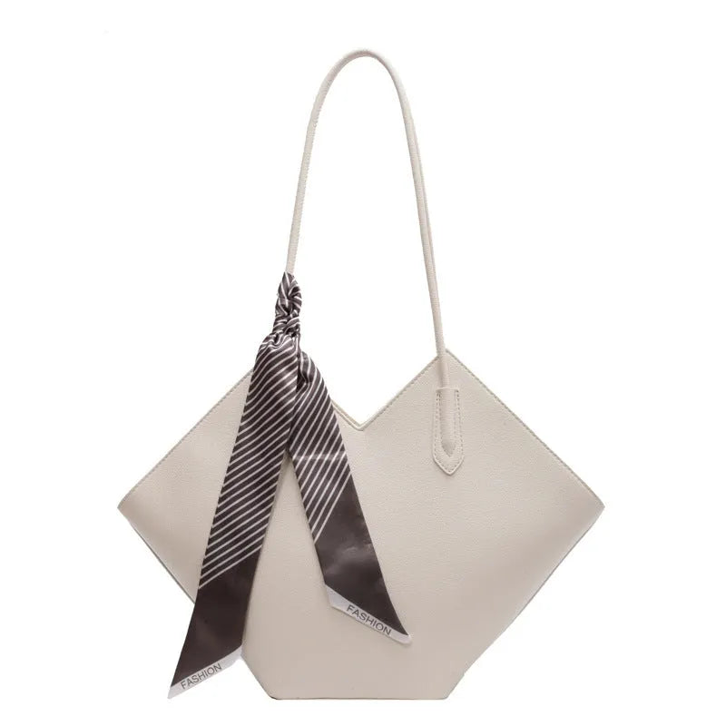 Women's PU leather large capacity shoulder bag in horizontal square design with 43cm width