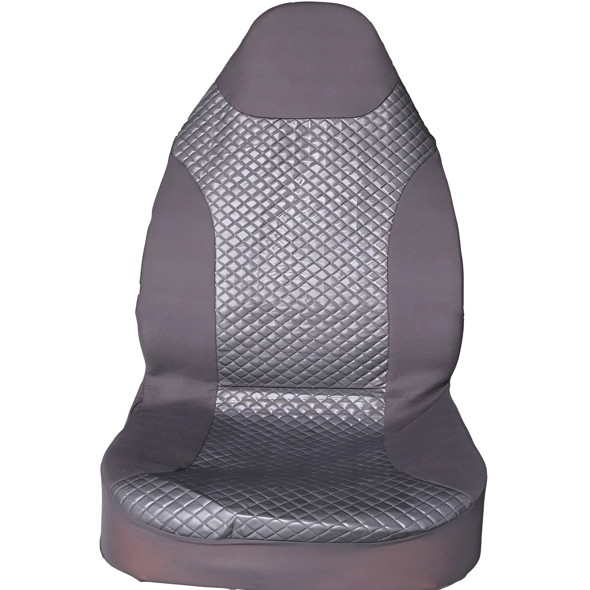 Black quilted PU universal car seat cover with sponge padding and attachment hooks